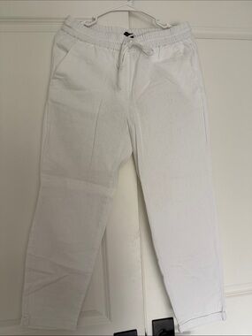 NWOT woMen's White Drawstring Casual Linen Pants